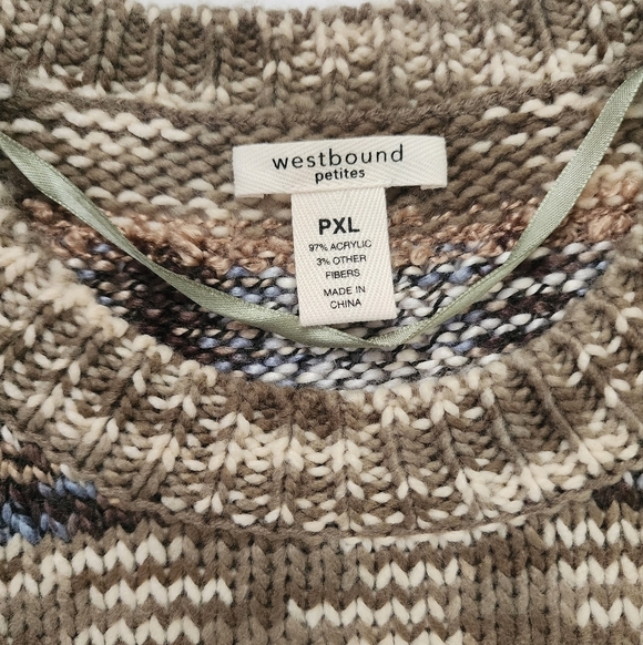 Westbound Womens Petite Knit Pullover Earth Tone Easy Soft Sweater Top, sz PXL - Picture 5 of 12